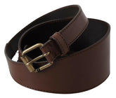 PLEIN SUD Brown Leather Gold Metal Buckle Belt -   -  PLEIN SUD.